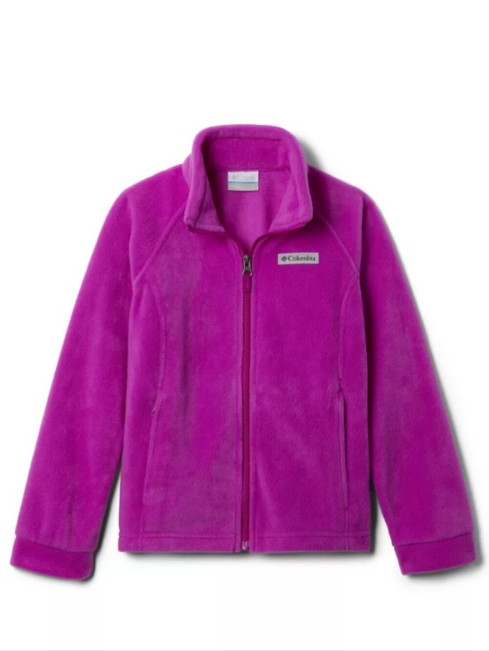 Columbia Girls' Bright Plum Purple Full-Zip Fleece Jacket Size M 10-12